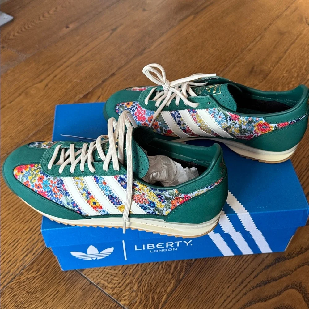Adidas Liberty Green Floral Women's Shoes Sl 72 Og X Liberty London Shoes - Picture 5 of 6